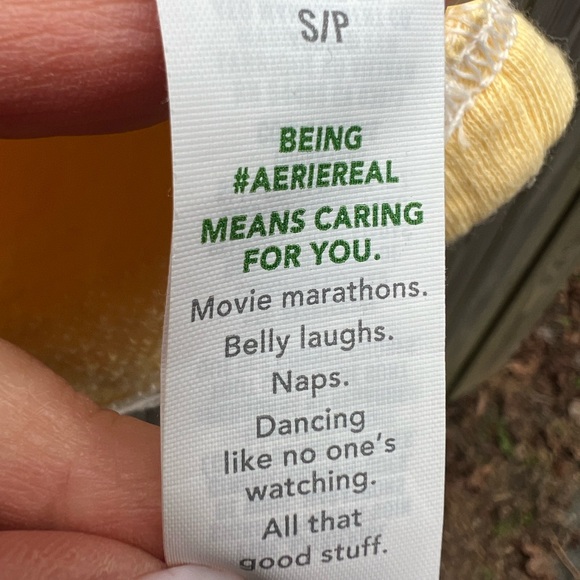 AERIE Easy Street Yellow Cotton Relaxed Fit V Neck Sweatshirt Women’s Small - Picture 9 of 13